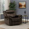 Fabric Upholstered Metal Reclining Club Chair with Center Console, Gray