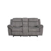 Fabric Upholstered Metal Reclining Loveseat with Center Console Gray BM218581