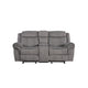 Fabric Upholstered Metal Reclining Loveseat with Center Console Gray BM218581