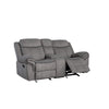 Fabric Upholstered Metal Reclining Loveseat with Center Console Gray BM218581