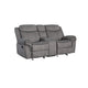 Fabric Upholstered Metal Reclining Loveseat with Center Console, Gray