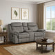 Fabric Upholstered Metal Reclining Loveseat with Center Console, Gray