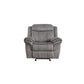 Upholstered Glider Recliner with Pillow Top Armrest, Gray By Casagear Home