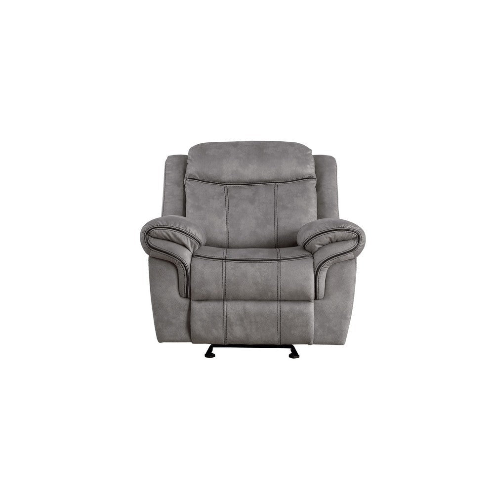 Upholstered Glider Recliner with Pillow Top Armrest Gray By Casagear Home BM218582