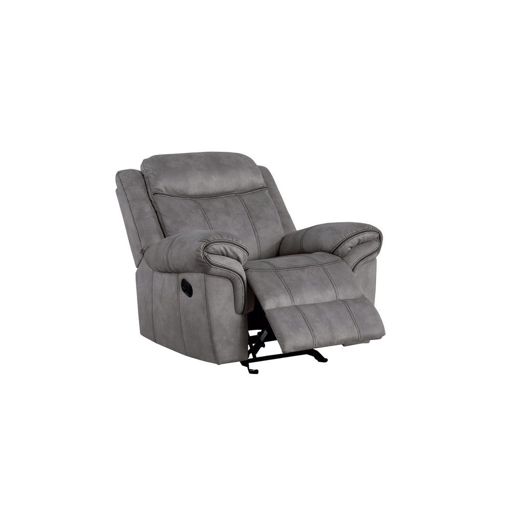 Upholstered Glider Recliner with Pillow Top Armrest Gray By Casagear Home BM218582