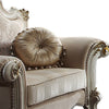 Wood and Fabric Traditional Style Sofa Chair with Toss Pillows White and Cream BM218594