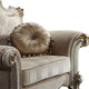Wood and Fabric Traditional Style Sofa Chair with Toss Pillows White and Cream BM218594