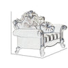 Wood and Fabric Traditional Style Sofa Chair with Toss Pillows, White and Cream