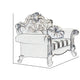 Wood and Fabric Traditional Style Sofa Chair with Toss Pillows, White and Cream