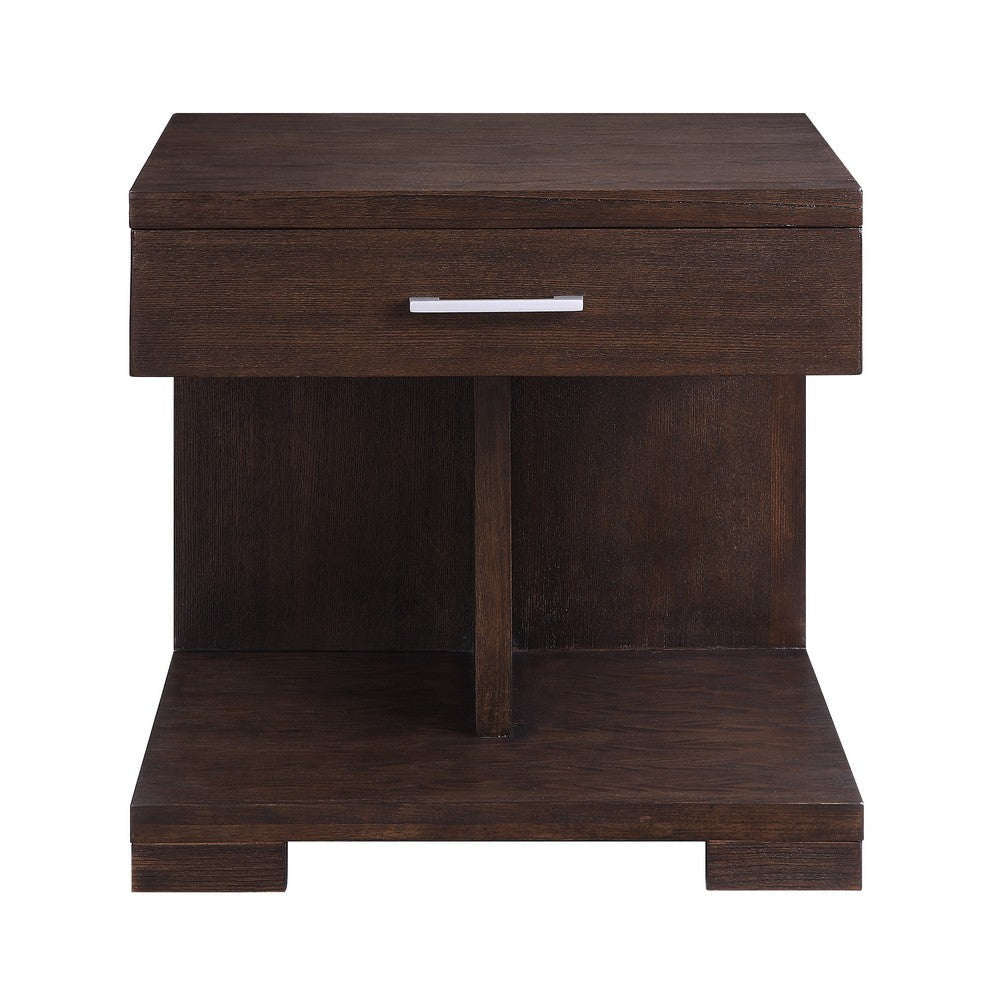 Wooden End Table with 1 Drawer Brown BM218616