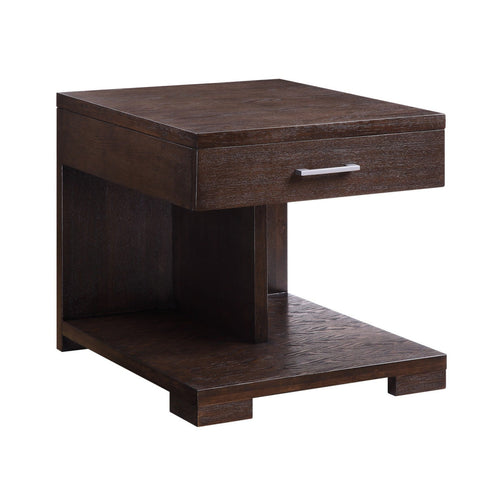 Wooden End Table with 1 Drawer, Brown