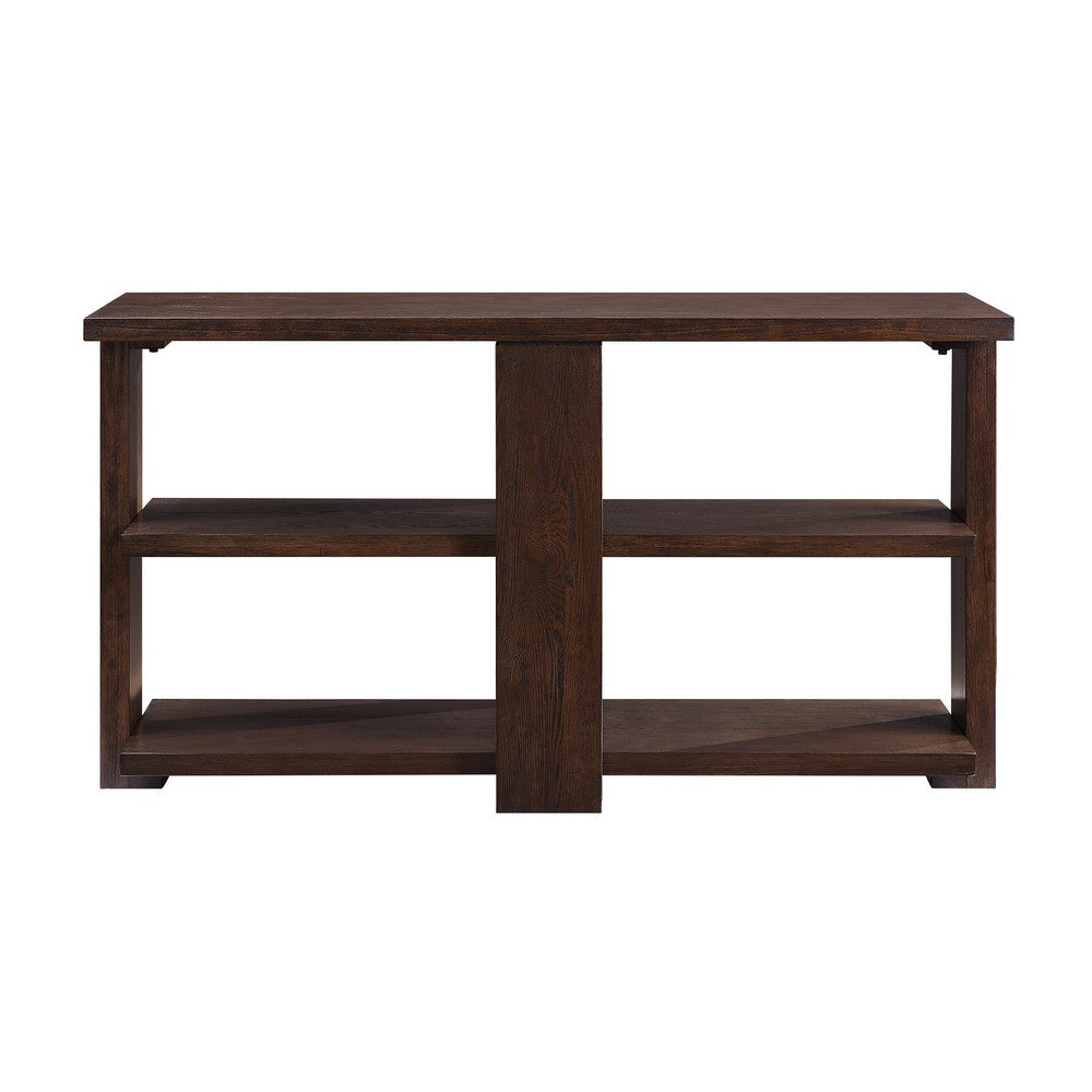 Wood Sofa Table | 2 Open Display Shelves | Brown BM218617
