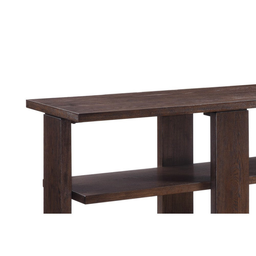 Wood Sofa Table | 2 Open Display Shelves | Brown BM218617