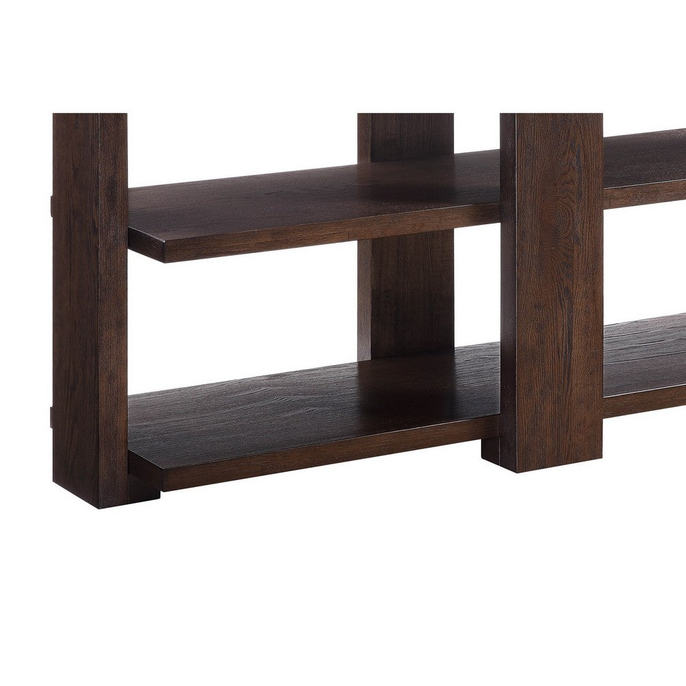 Wood Sofa Table | 2 Open Display Shelves | Brown BM218617