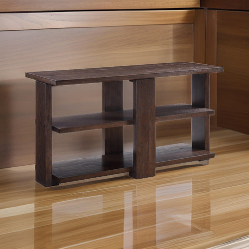 Wood Sofa Table | 2 Open Display Shelves | Brown