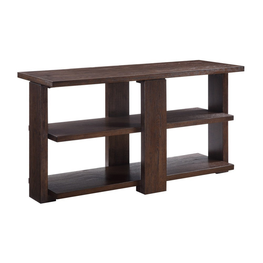 Wood Sofa Table | 2 Open Display Shelves | Brown BM218617
