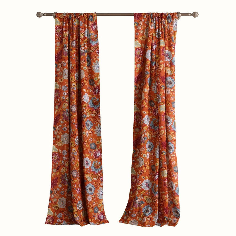 4 Piece Window Panel Set | Polyester | Floral Print | Multicolor