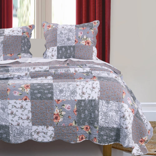 Microfiber Quilt Set | 1 Pillow Sham | Floral Prints | Multicolor