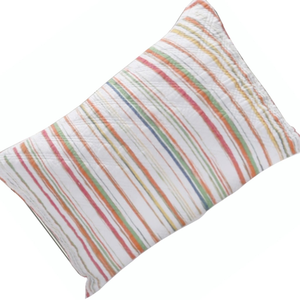 20 x 36 Cotton King Pillow Sham Striped Pattern Multicolor By Casagear Home BM218796