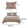 King Size 3 Piece Polyester Quilt Set with Kilim Pattern, Multicolor By Casagear Home