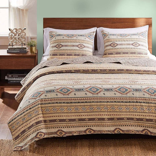 King Quilt Set | 3 Piece | Polyester | Kilim Pattern | Multicolor