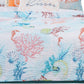 King Size 3 Piece Polyester Quilt Set with Coral Prints, Multicolor By Casagear Home