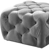Button Tufted Velvet Fabric Upholstered Wooden Ottoman, Gray By Casagear Home