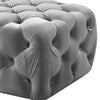 Button Tufted Velvet Fabric Upholstered Wooden Ottoman, Gray By Casagear Home