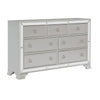 Wood Dresser | 7 Drawer | Mirror Trim | Ring Pull Handles | Silver