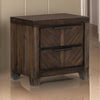Wood Nightstand | 2 Drawer | Antique Handles | Chamfered Feet | Brown