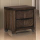 Wood Nightstand | 2 Drawer | Antique Handles | Chamfered Feet | Brown