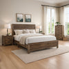 Rustic Panel Design Wooden Queen Size Bed with Block Legs Support, Brown