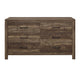 6 Drawer Rustic Wooden Double Dresser with Block Legs Support Brown BM219068