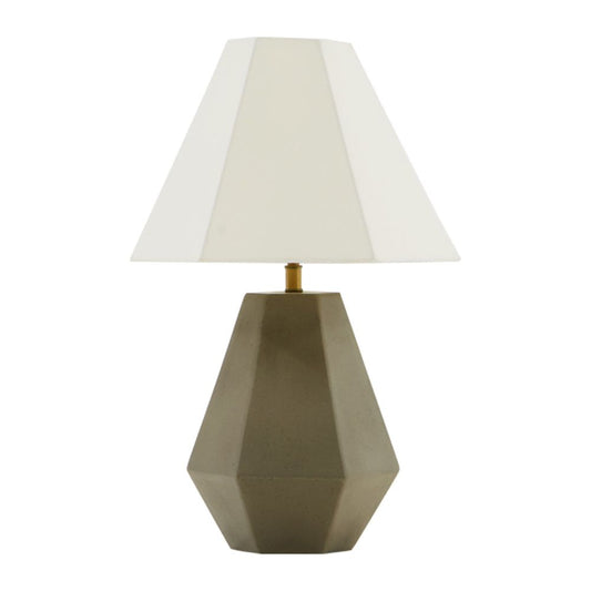 Modern Table Lamp | Concrete Base | Empire Shade | White & Gray