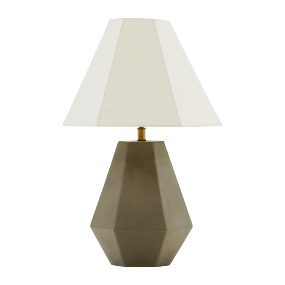 Modern Table Lamp | Concrete Base | Empire Shade | White & Gray