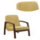 Wooden Lounge Chair with Block Legs and Padded Seat, Yellow By Casagear Home