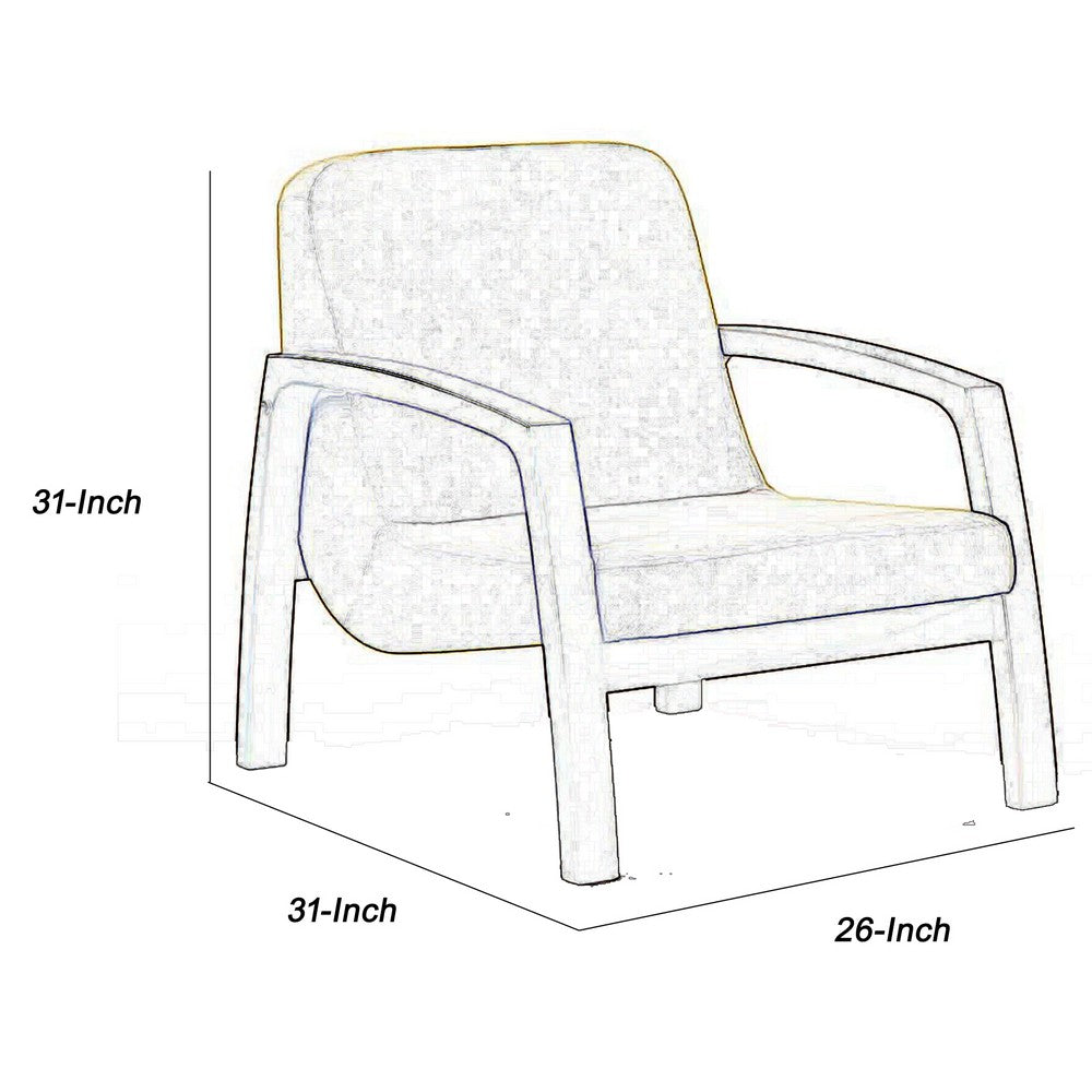 Wooden Lounge Chair with Block Legs and Padded Seat, Yellow By Casagear Home