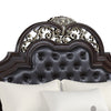 Leatherette and Wood Queen Headboard with Carving and Mirror Inlay Brown By Casagear Home BM219491