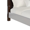 Leatherette and Wood Queen Headboard with Carving and Mirror Inlay Brown By Casagear Home BM219491