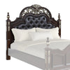 Queen Headboard | Faux Leather & Wood | Carving & Mirror Inlay | Brown