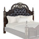 Queen Headboard | Faux Leather & Wood | Carving & Mirror Inlay | Brown