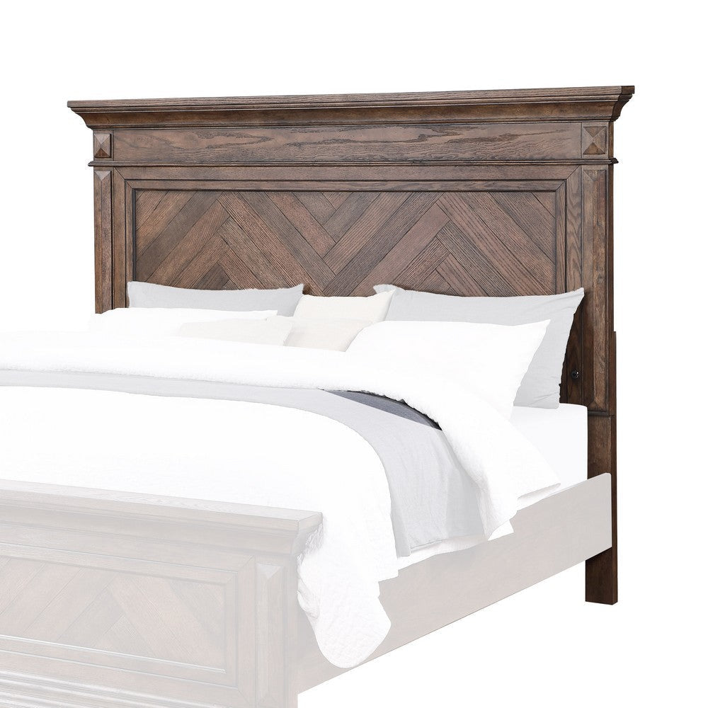 King Headboard | Molded | Herringbone Pattern | Brown
