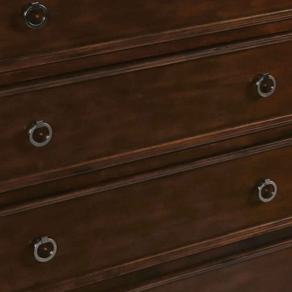 Umi Transitional 5 Drawer Wooden Chest with Molded Top and Ring Pulls Brown By Casagear Home BM219513