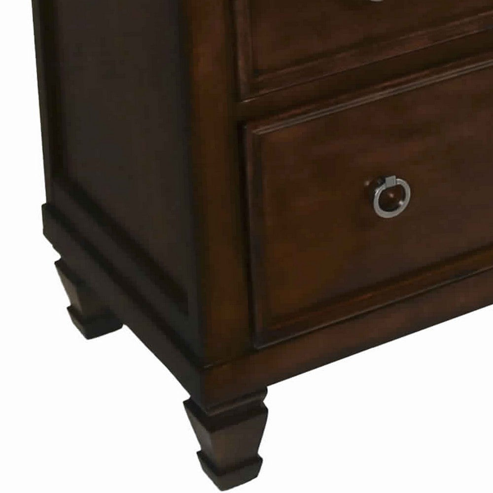 Umi Transitional 5 Drawer Wooden Chest with Molded Top and Ring Pulls Brown By Casagear Home BM219513