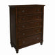 Umi Tall Dresser Chest | Transitional | 5 Drawer | Molded Top | Ring Pull Handles | Brown