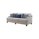 Fabric Sofa | Upholstered | Sloped Armrests | Turned Legs | Light Gray