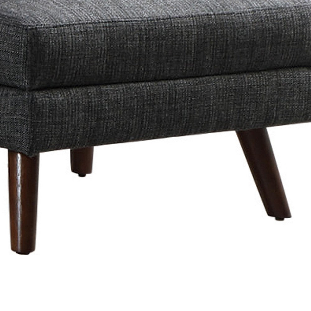Fabric Upholstered Rectangular Ottoman with Round Angled Legs, Gray By Casagear Home