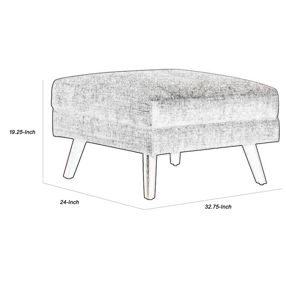 Fabric Upholstered Rectangular Ottoman with Round Angled Legs, Gray By Casagear Home