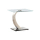 Floating End Table | Tempered Glass Top | Metal Support | Clear & Silver