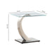 Floating Tempered Glass Top End Table with Metal Support Clear and Silver By Casagear Home BM219589